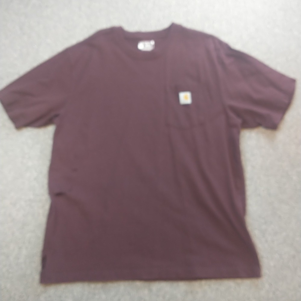 Carhartt Mens Loose Fit Pocket T-Shirt Burgundy Maroon Distressed Size L K87